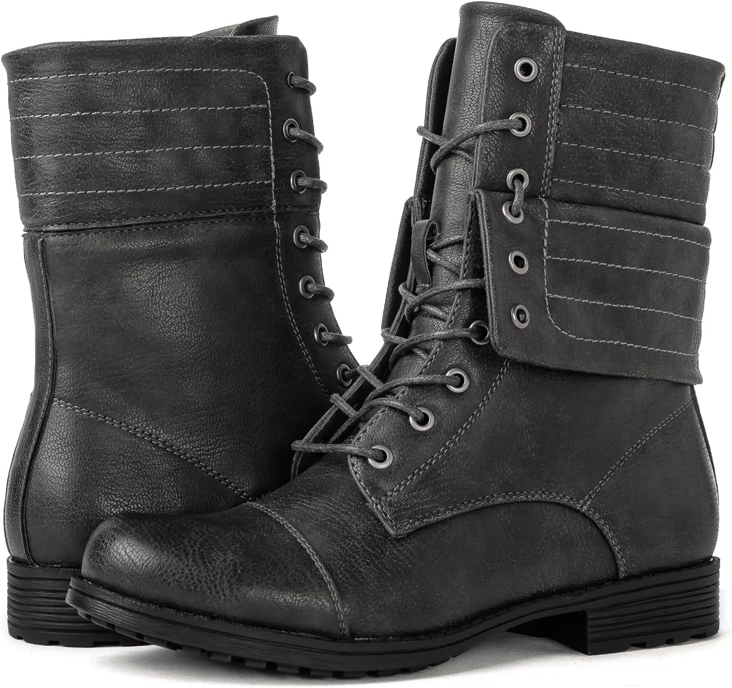 GLOBALWIN Women's Fashion Low Heels Lace Up Ankle Boots