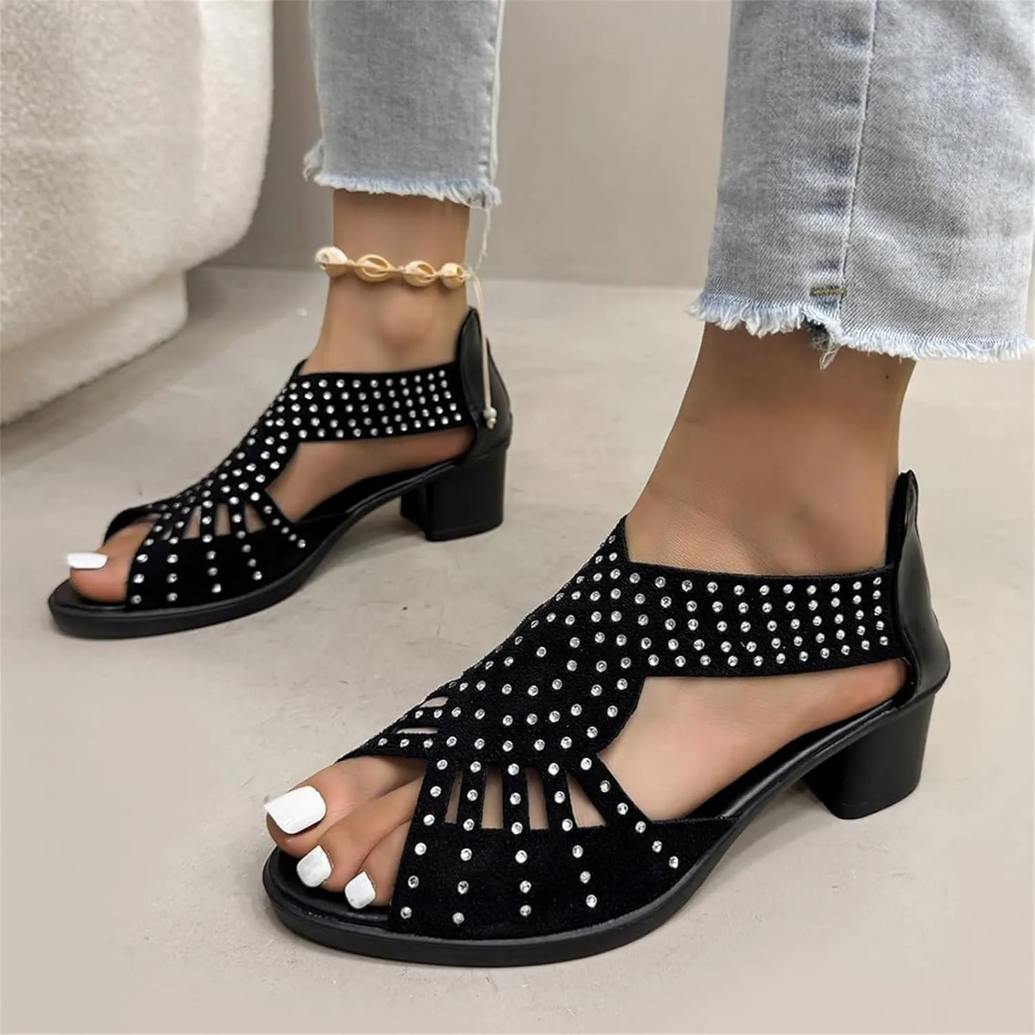 Glowstep Orthopedic Low Heel Cut-Out Sandals, Women's Summer Casual Walking Wedges with Arch Support & Non-Slip Comfort