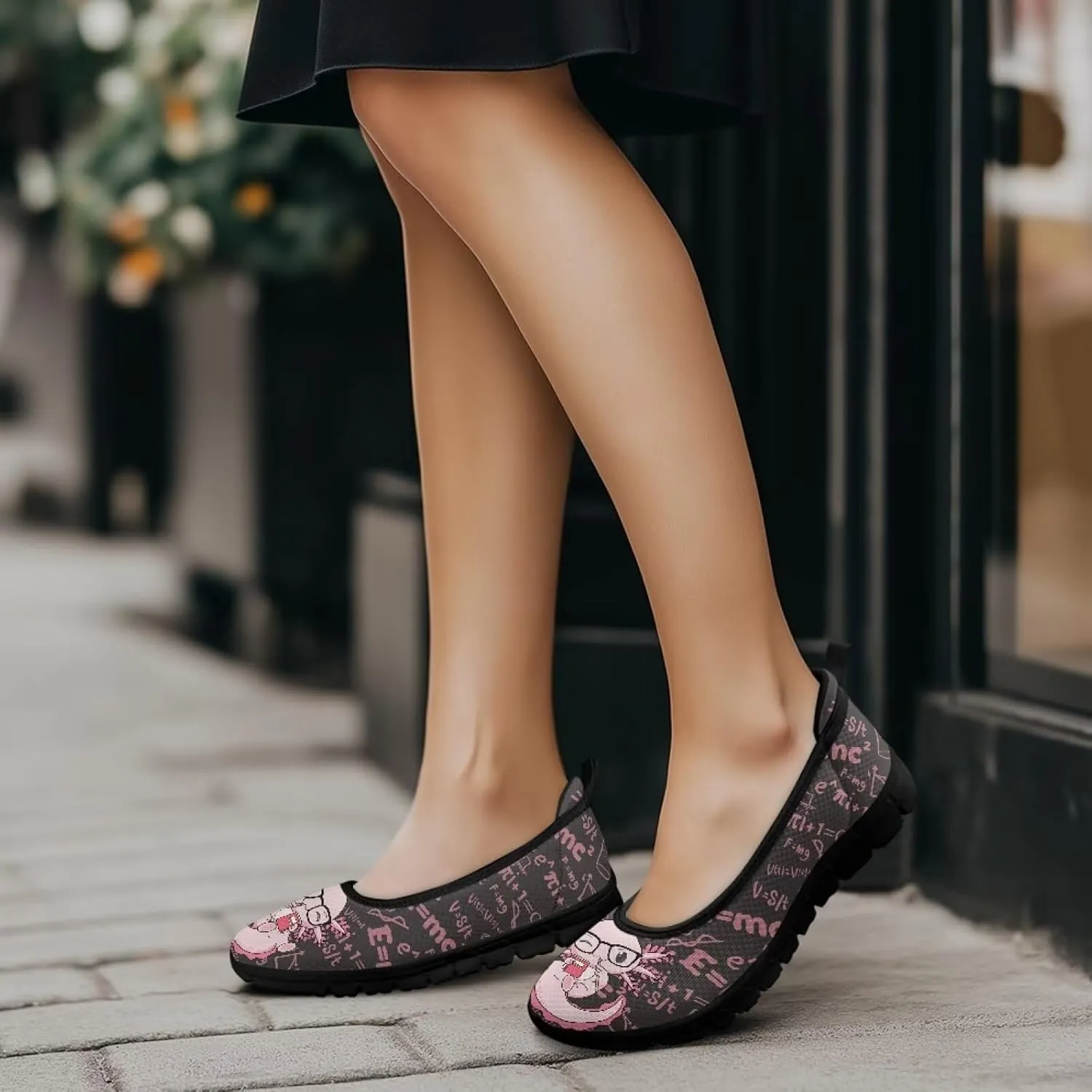 GOSTONG Women's Flats Round Toe Slip On Flats Shoes Casual Dress Shoes Breathable Non-Slip Travel Walking Shoes Black Sole Size 6-11