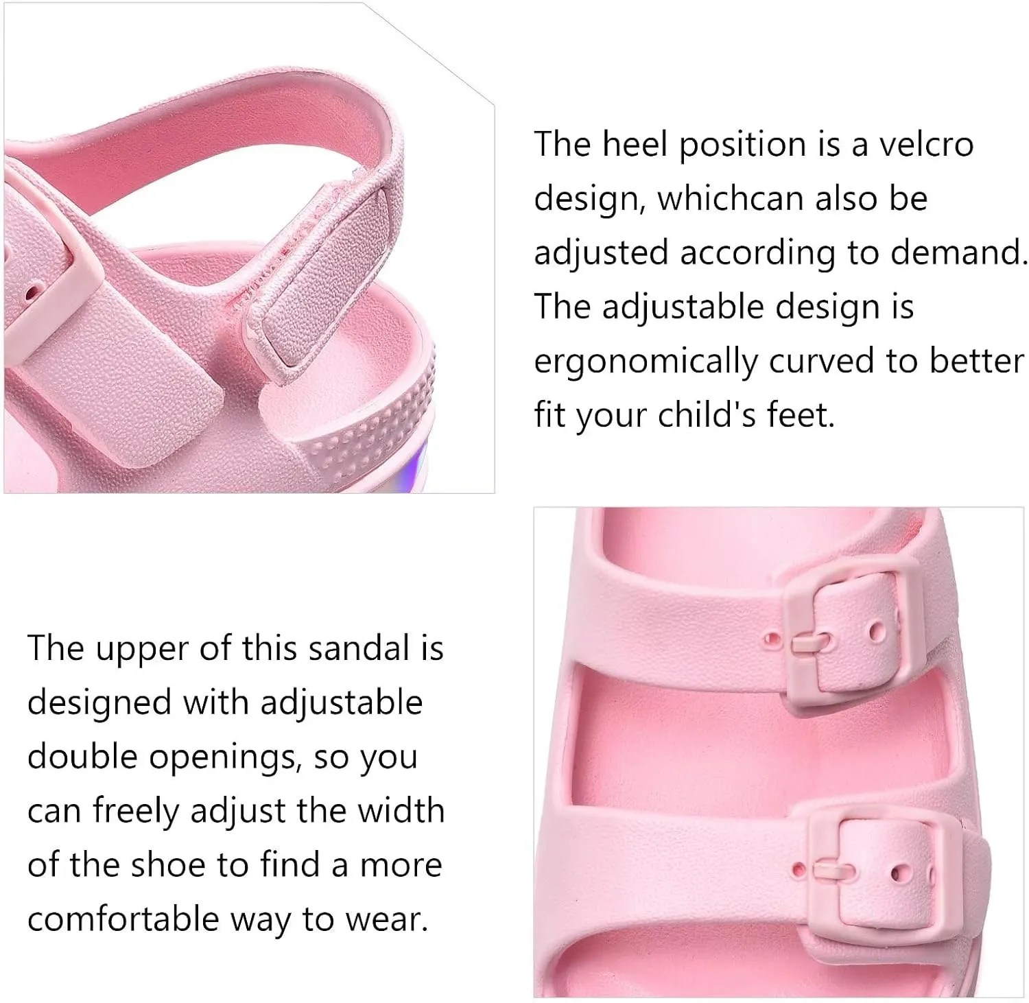 GULAKY Toddler Sandals Girls Boys Light up Double Buckle Sandals Children's Adjustable Back Strap Water Sandal Kids Beach Shoes