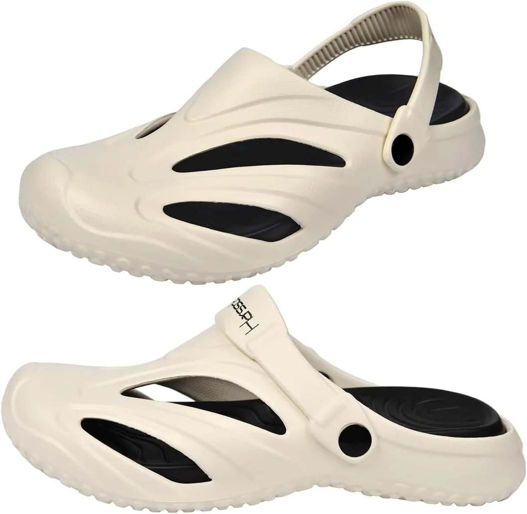 Harssidanzar Mens and Womens Clogs Garden Shoes,Non Slip Beach Sandals with Removable Insoles Outdoor Indoor HU201US