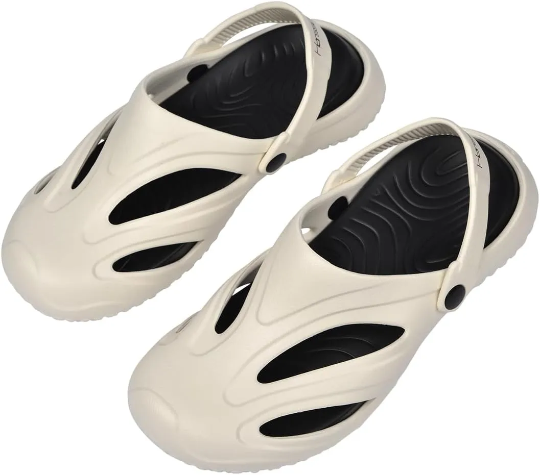 Harssidanzar Mens and Womens Clogs Garden Shoes,Non Slip Beach Sandals with Removable Insoles Outdoor Indoor HU201US