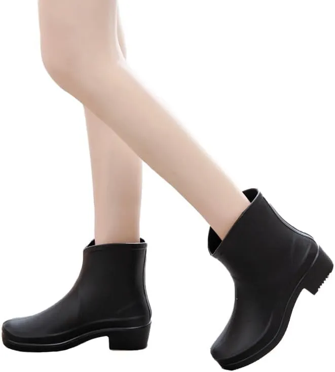 Harssidanzar Womens Ankle Rain Boots Waterproof Garden Shoes Anti-Slipping Short Rain Boots Outdoor Work Shoes HL214US