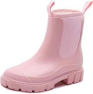 Harssidanzar Womens Short Rain Boots Waterproof Garden Shoes Anti-Slip Ankle Chelsea Boot for Outdoor Work HL216US