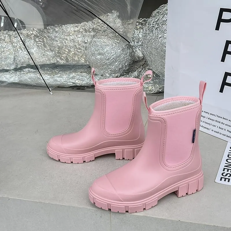 Harssidanzar Womens Short Rain Boots Waterproof Garden Shoes Anti-Slip Ankle Chelsea Boot for Outdoor Work HL216US