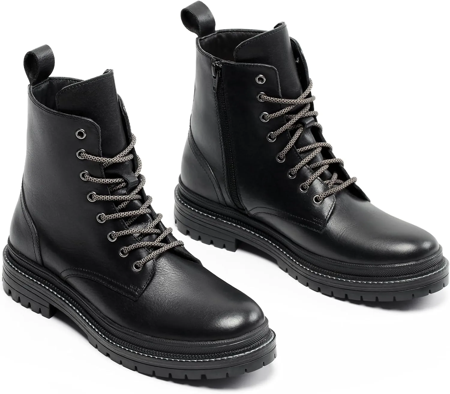 Harvest Land Men's Leather Boots Motorcycle Boots Fashion Casual Dress Chukka Boots With Side Zipper