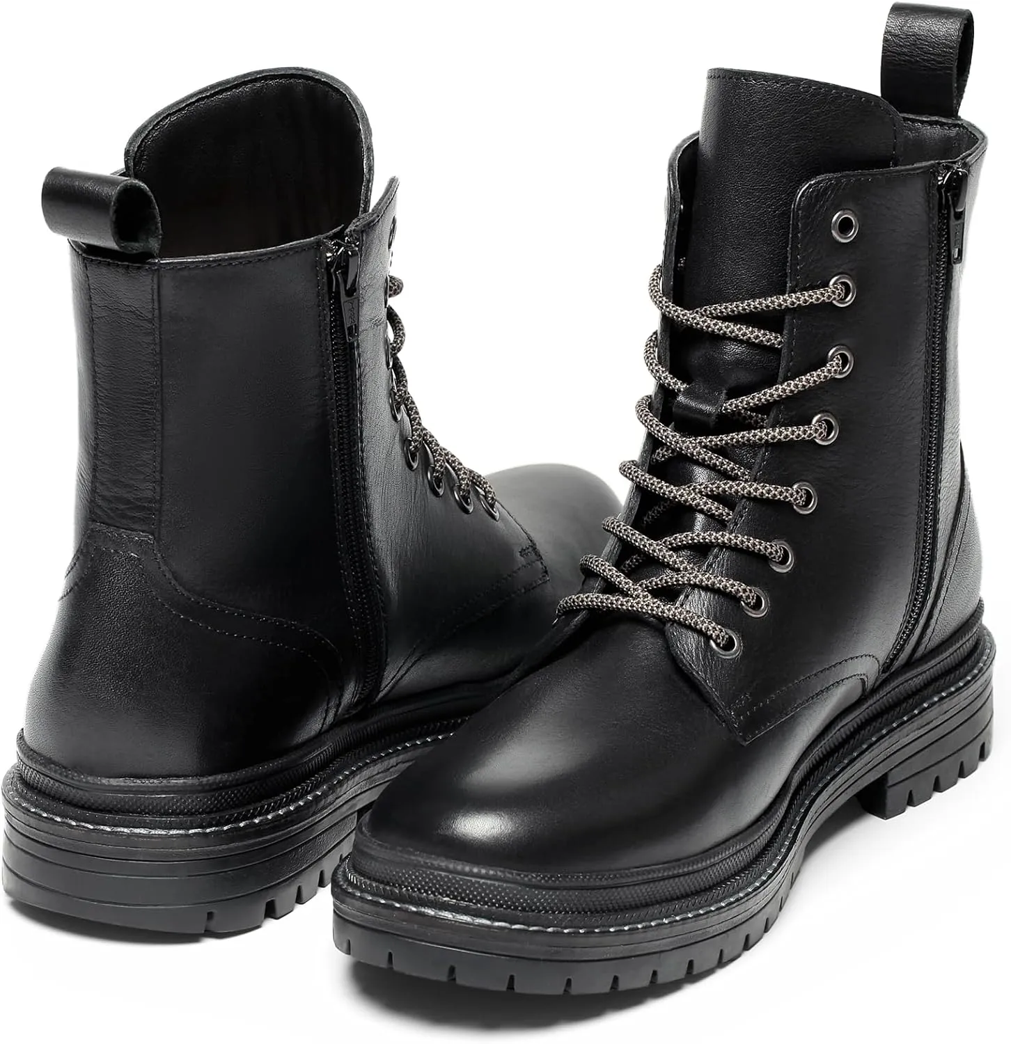 Harvest Land Men's Leather Boots Motorcycle Boots Fashion Casual Dress Chukka Boots With Side Zipper