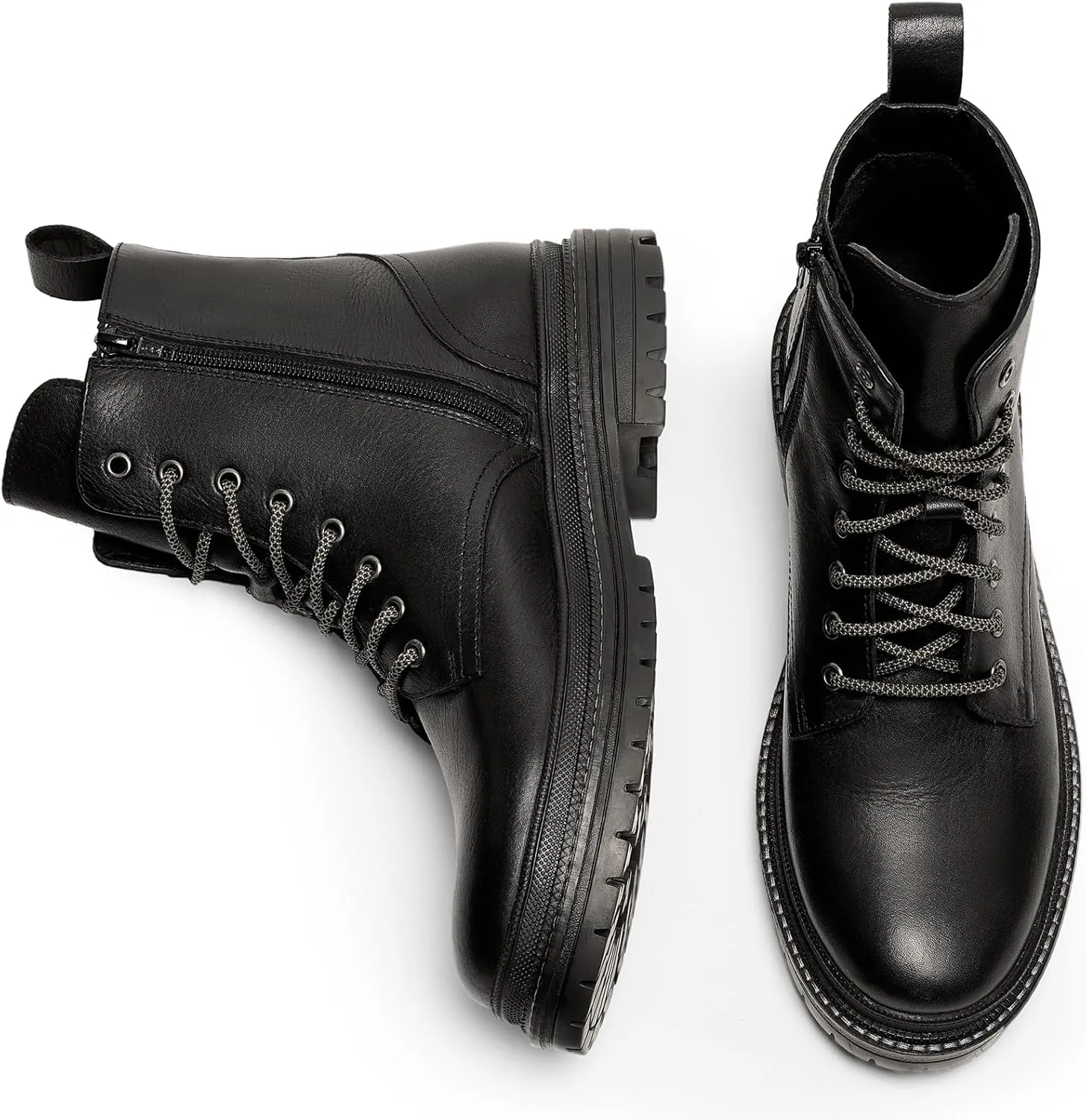 Harvest Land Men's Leather Boots Motorcycle Boots Fashion Casual Dress Chukka Boots With Side Zipper