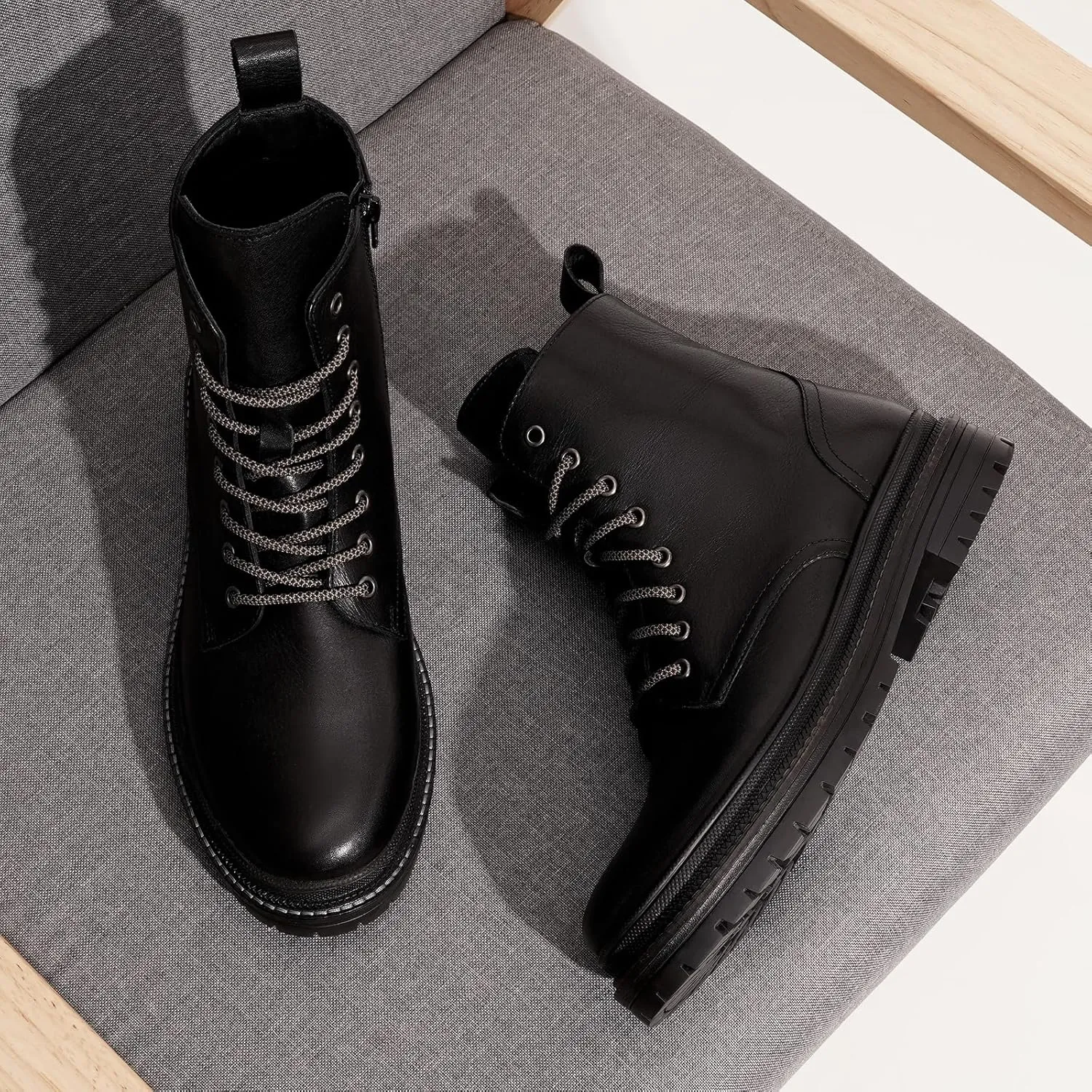 Harvest Land Men's Leather Boots Motorcycle Boots Fashion Casual Dress Chukka Boots With Side Zipper