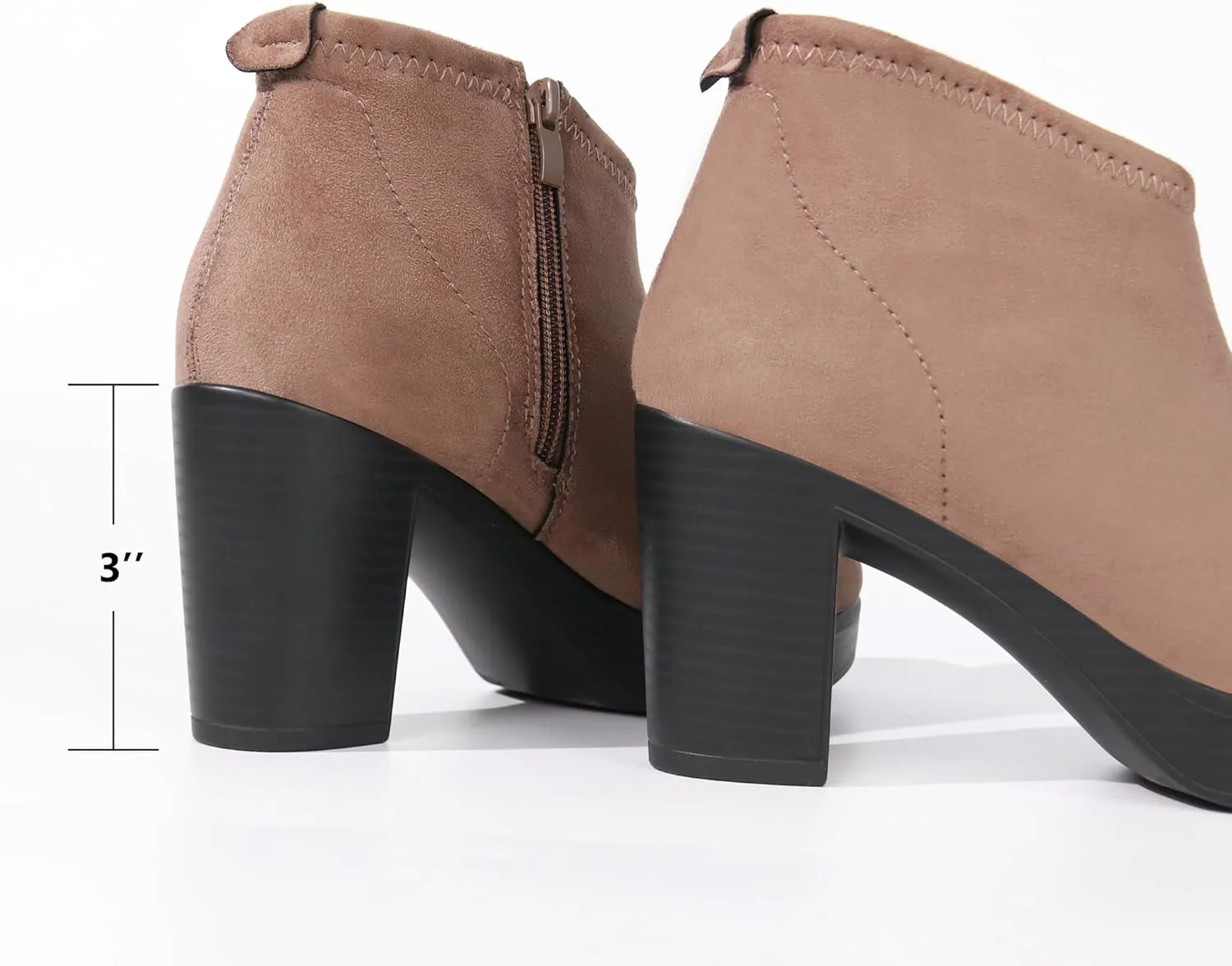 Hawkwell Women's Suede Arch Support Side Zipper Comfort Ankle Boot Chunky Block Heel Booties