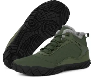 Hike Barefoot Boots Womens Mens Waterproof Fur Lined Winter Barefoot Shoes Minimalist Snow Boots Wide Toe Box Ankle Booties