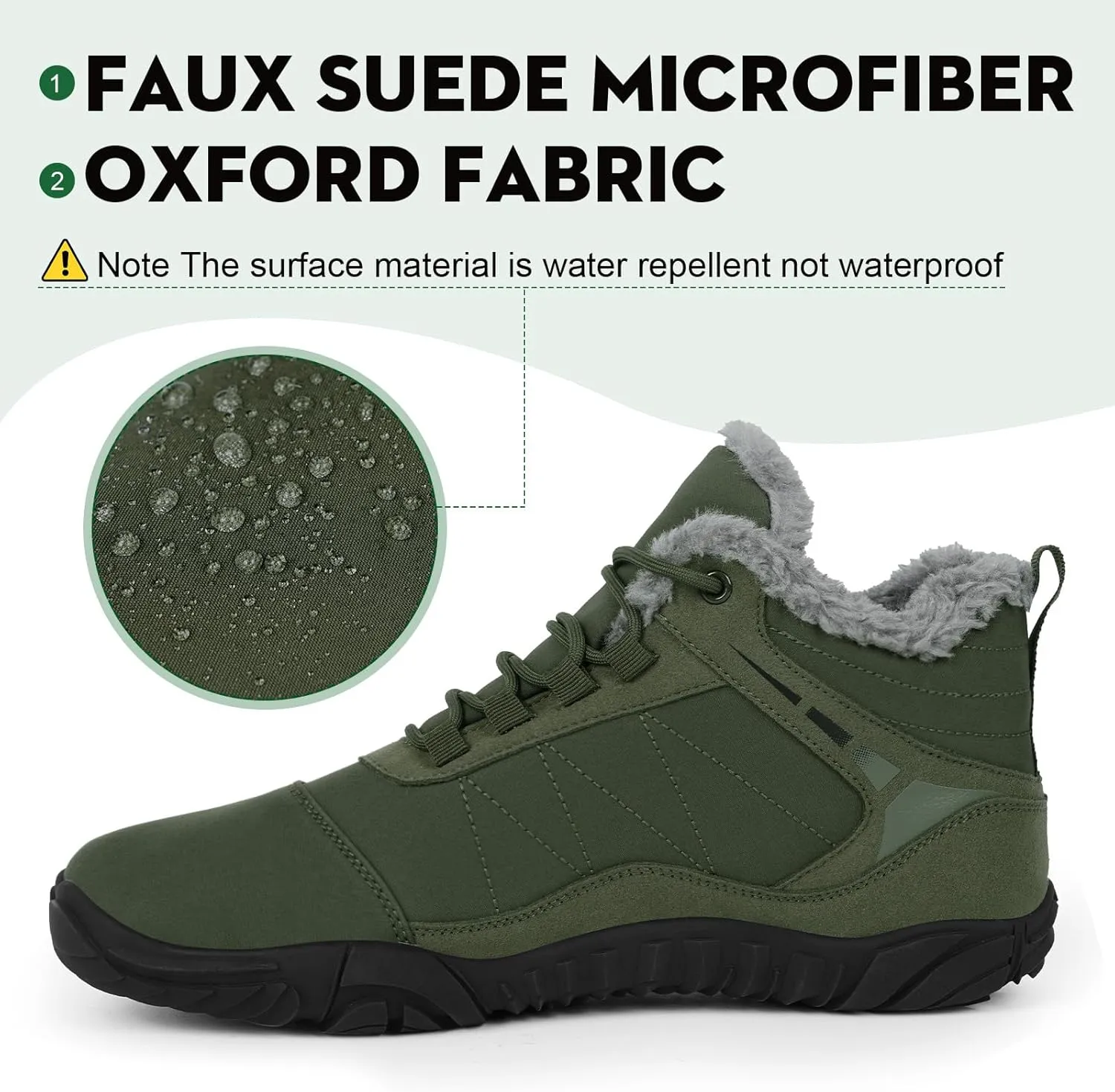 Hike Barefoot Boots Womens Mens Waterproof Fur Lined Winter Barefoot Shoes Minimalist Snow Boots Wide Toe Box Ankle Booties