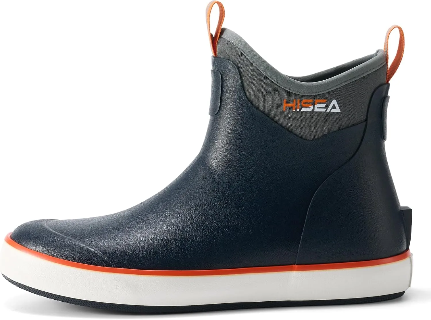 HISEA Men's Deck Boots Waterproof Fishing Rain Boots, Anti-Slip Neoprene Rubber Boots Saltwater Ankle Booties With High Traction for Outdoor Fishing Boating Sailing