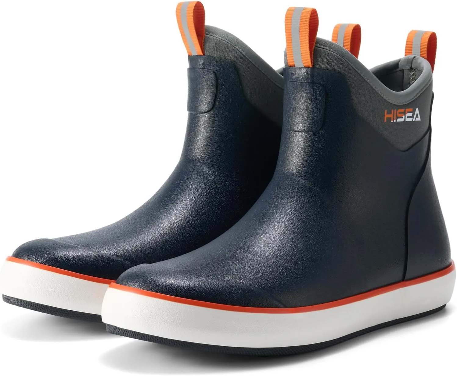 HISEA Men's Deck Boots Waterproof Fishing Rain Boots, Anti-Slip Neoprene Rubber Boots Saltwater Ankle Booties With High Traction for Outdoor Fishing Boating Sailing