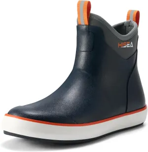 HISEA Men's Deck Boots Waterproof Fishing Rain Boots, Anti-Slip Neoprene Rubber Boots Saltwater Ankle Booties With High Traction for Outdoor Fishing Boating Sailing