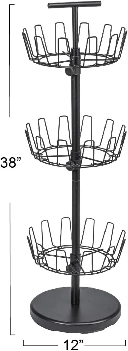 Household Essentials 3-Tier Shoe Storage Tree, Matte Black