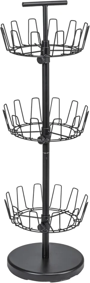 Household Essentials 3-Tier Shoe Storage Tree, Matte Black