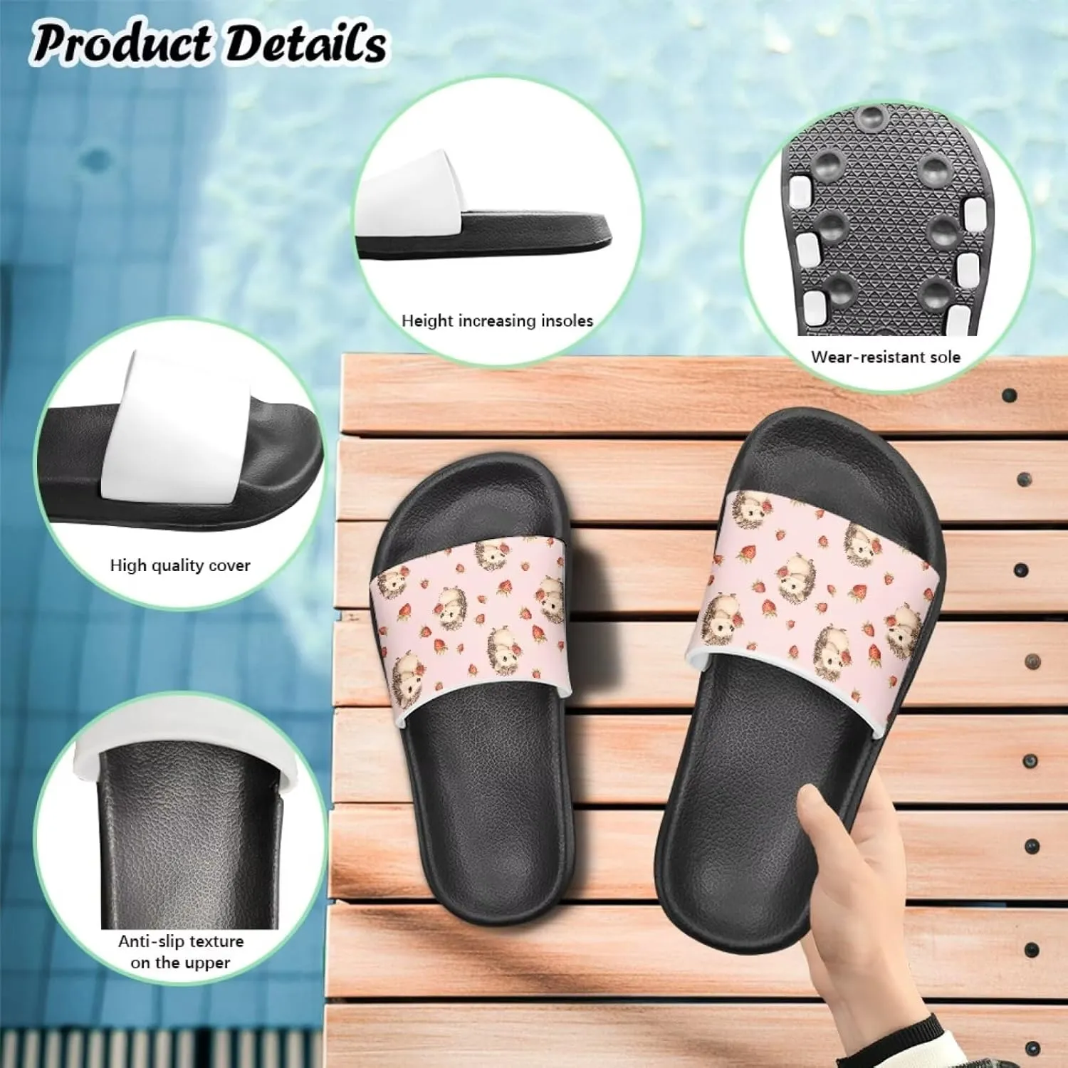 Howilath Cute Animal Print Slide Sandal for Kids Open Toe Summer Slippers EVA Sole Anti-Skid Slide Camping Hiking Shoes