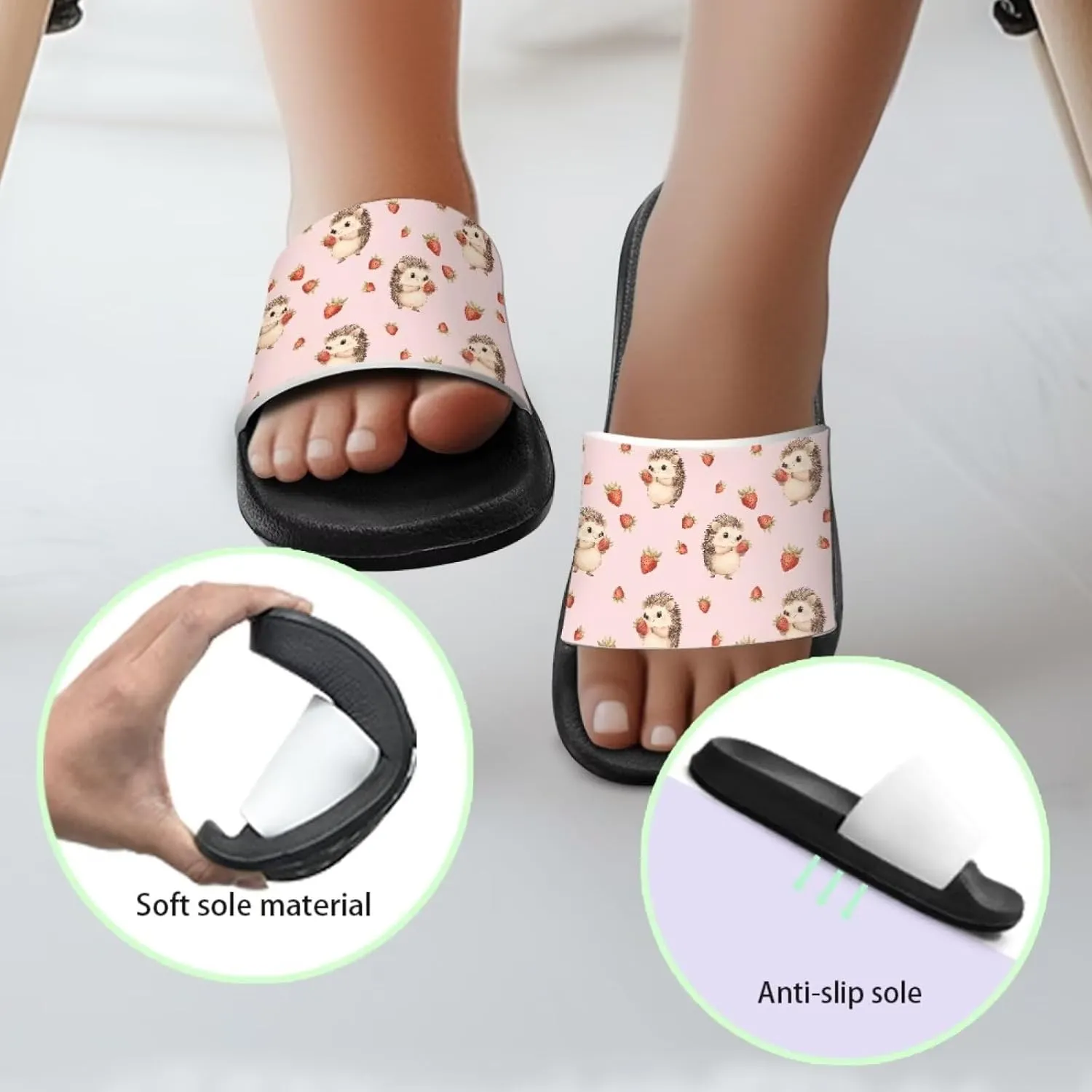 Howilath Cute Animal Print Slide Sandal for Kids Open Toe Summer Slippers EVA Sole Anti-Skid Slide Camping Hiking Shoes