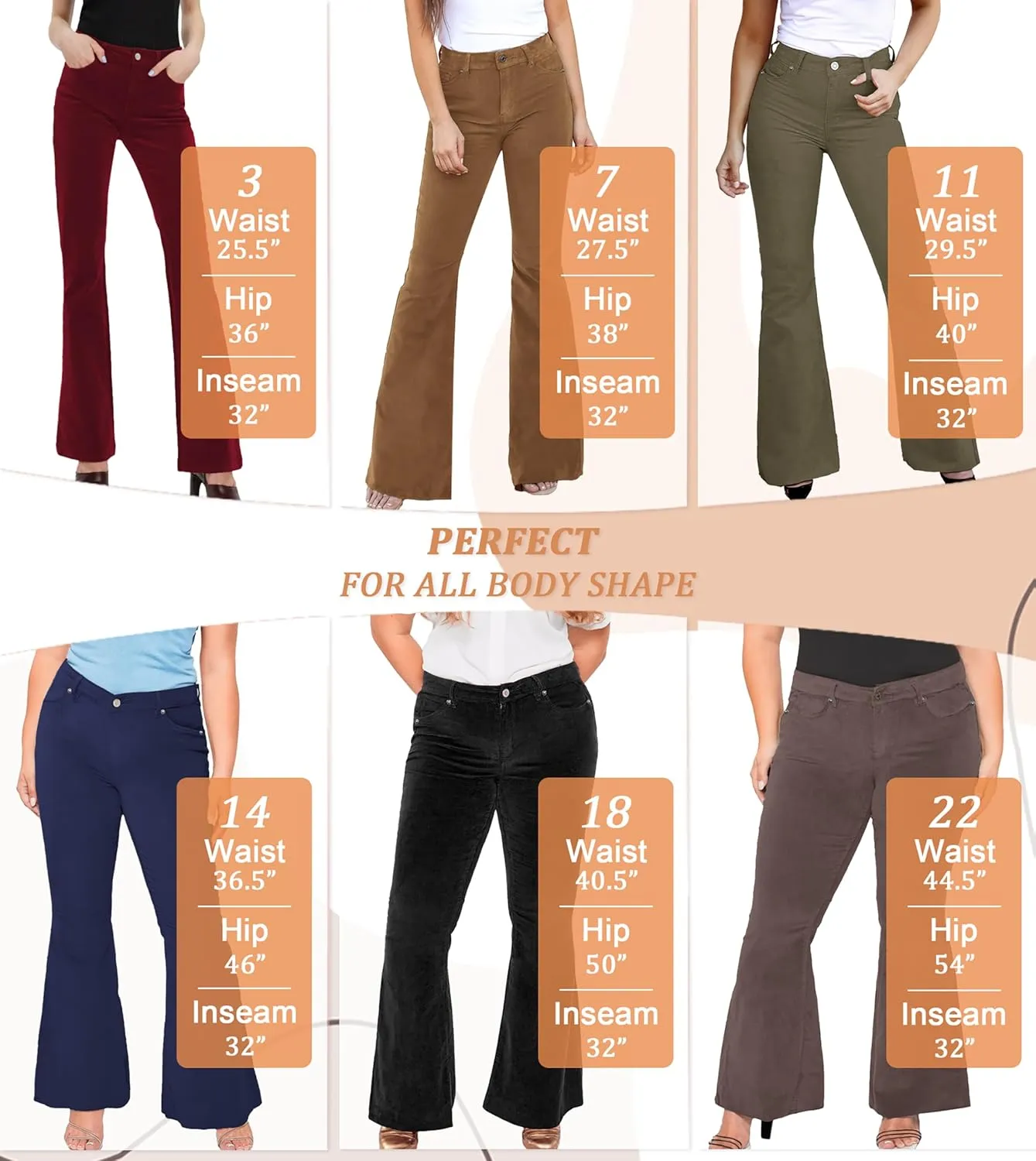 Hybrid & Company Super Comfy Stretch Women 5 Pockets Corduroy Boot Cut Pants