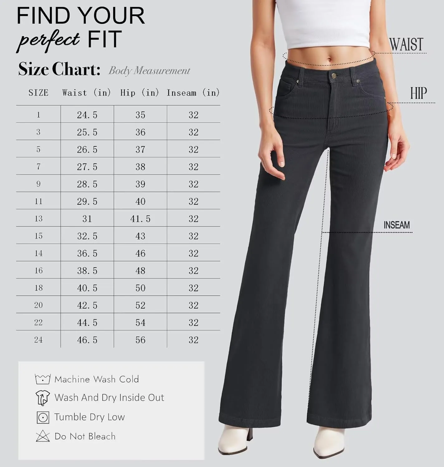 Hybrid & Company Super Comfy Stretch Women 5 Pockets Corduroy Boot Cut Pants