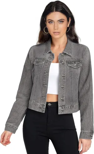 Hybrid & Company Women's Long Sleeve Denim Jackets Basic Button Down Jean Jacket with Pockets