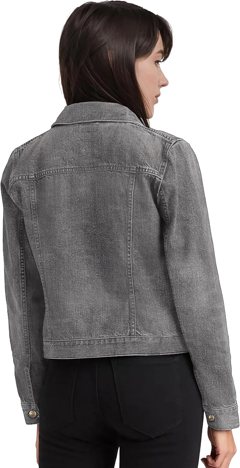 Hybrid & Company Women's Long Sleeve Denim Jackets Basic Button Down Jean Jacket with Pockets