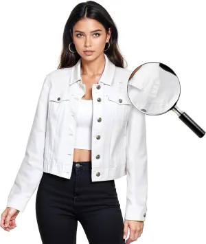 Hybrid & Company Women's Long Sleeve Denim Jackets Basic Button Down Jean Jacket with Pockets