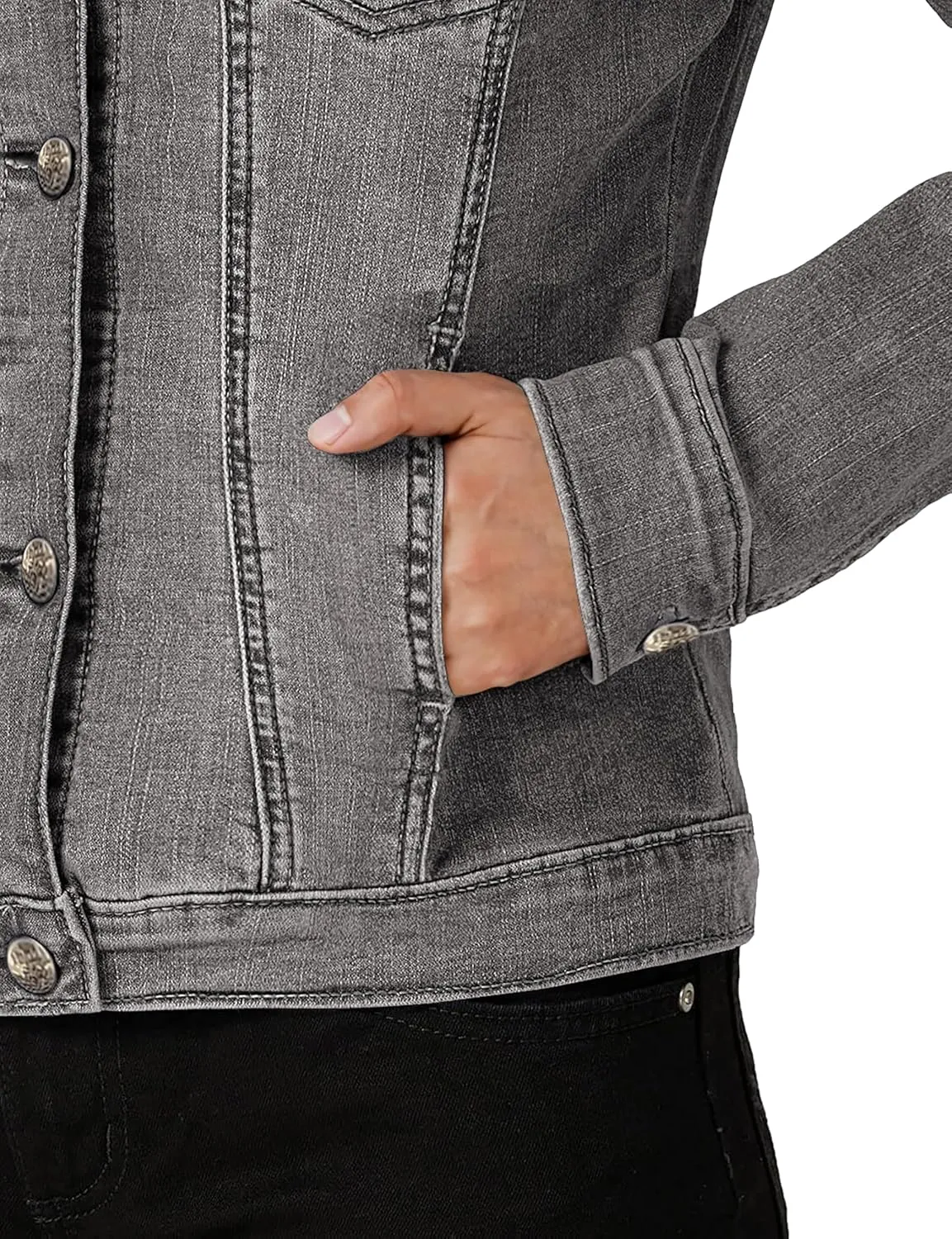 Hybrid & Company Women's Long Sleeve Denim Jackets Basic Button Down Jean Jacket with Pockets