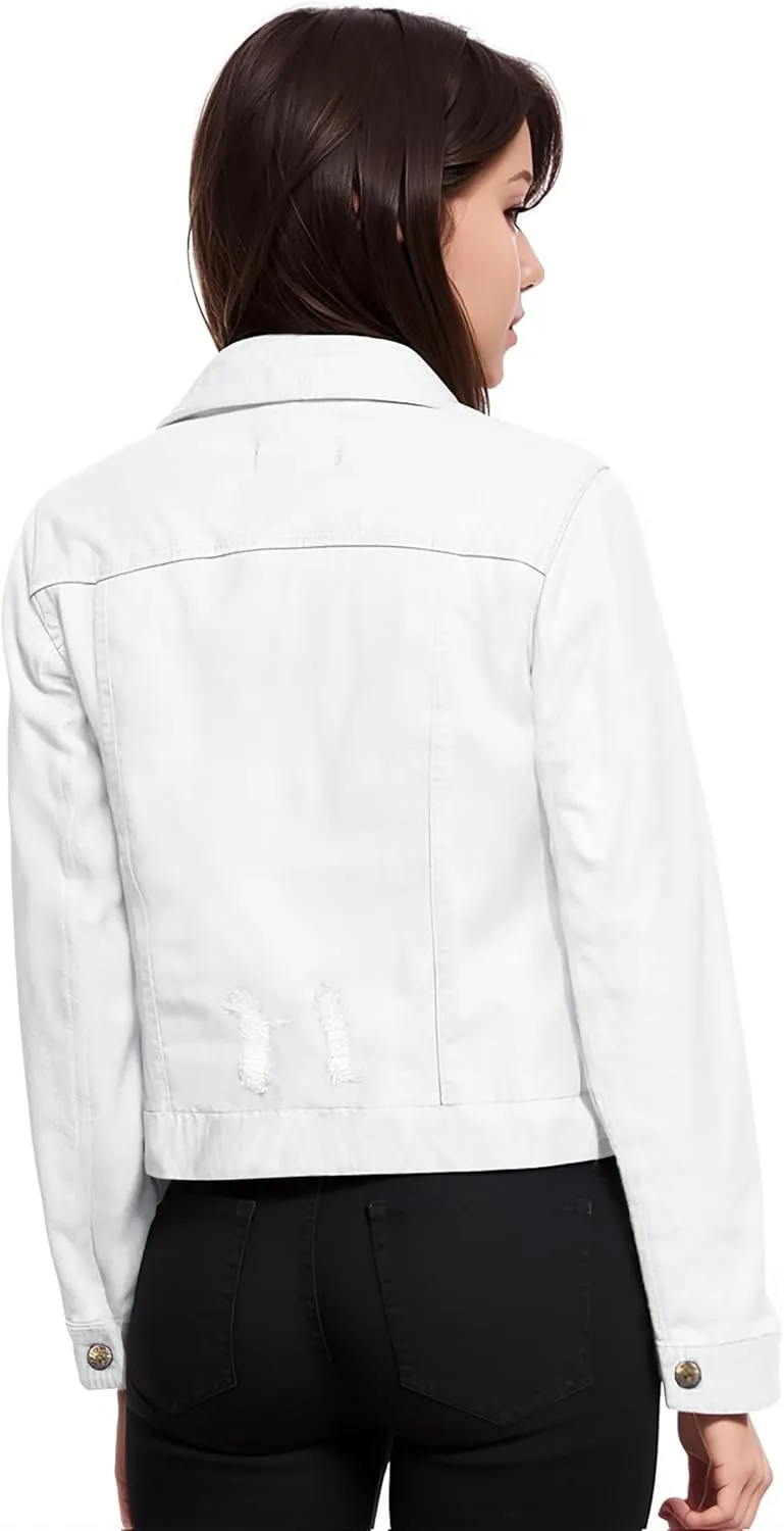 Hybrid & Company Women's Long Sleeve Denim Jackets Basic Button Down Jean Jacket with Pockets