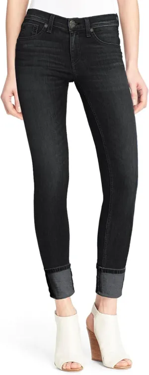 Hybrid & Company Women's Super Stretchy Deep Wide Cuff/Capri Pants Denim Jeans