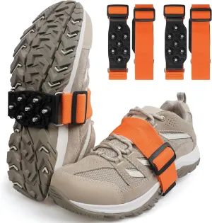 Ice Cleats Snow Traction Cleats for Walking on Snow and Ice Mid-Sole Non-Slip Crampons with Adjustable Straps 7 Tungsten Studs for Grippers Anti Slip Traction Cleats for Walking Jogging Hiking