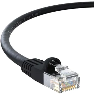 InstallerParts Ethernet Cable CAT5E Cable UTP Booted 30 FT - Black - Professional Series - 1Gigabit/Sec Network/Internet Cable, 350MHZ