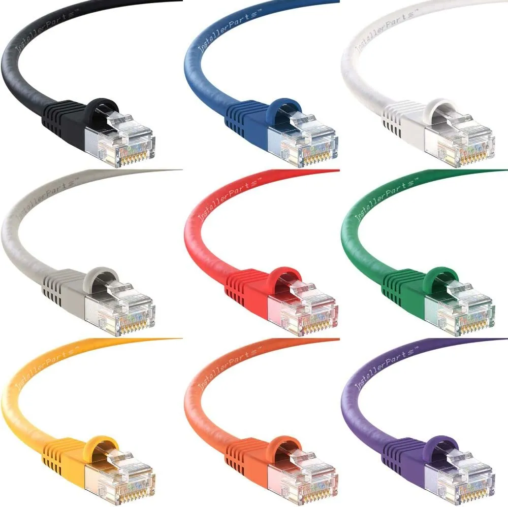 InstallerParts Ethernet Cable CAT5E Cable UTP Booted 30 FT - Black - Professional Series - 1Gigabit/Sec Network/Internet Cable, 350MHZ