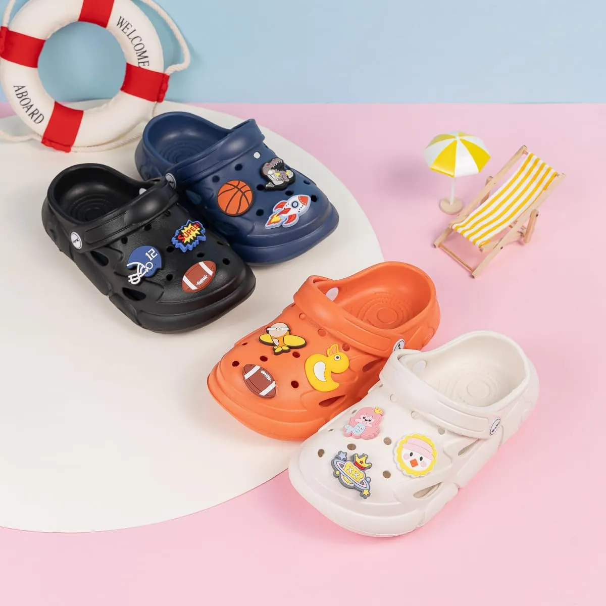 ISINER Boys Girls Toddler Clogs Garden Glogs Sandals Cute Summer Water Shoes Slip On Clogs Indoor Outdoor Children Beach Pool Shoes