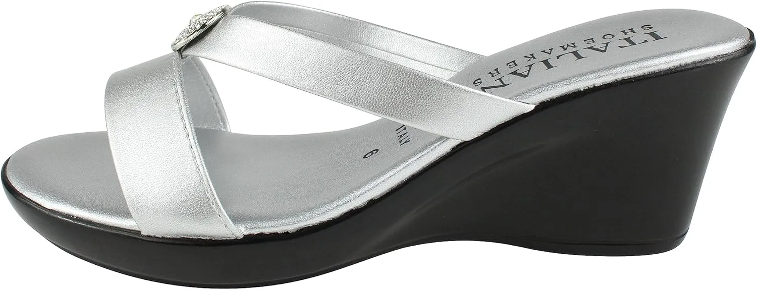 ITALIAN Shoemakers Besy Women's Wedge Moderate Height Band Sandal