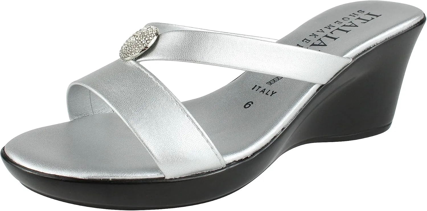 ITALIAN Shoemakers Besy Women's Wedge Moderate Height Band Sandal