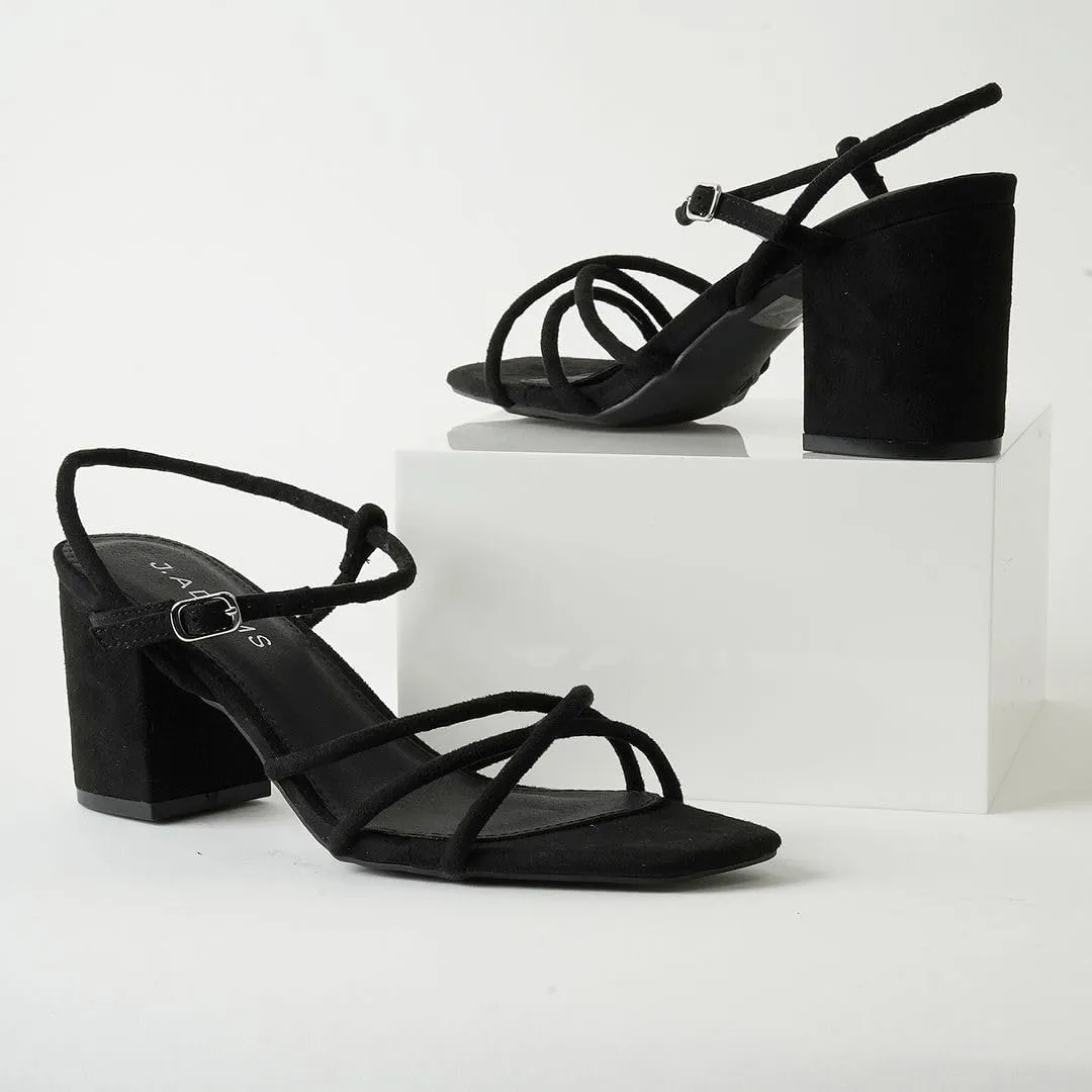J. Adams Camila Sandals for Women - Square Open Toe Strappy Mid Block Heels