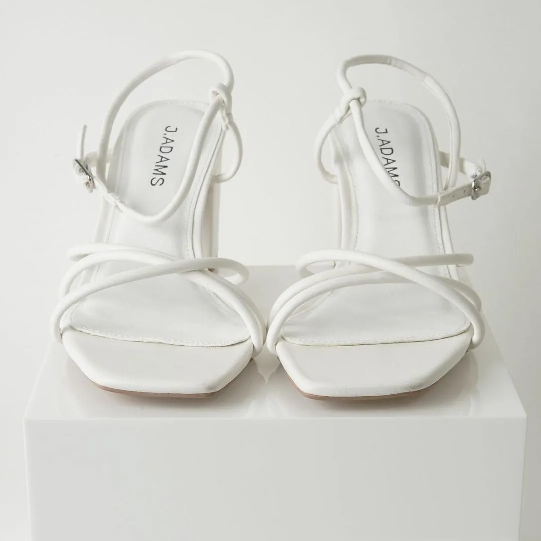 J. Adams Camila Sandals for Women - Square Open Toe Strappy Mid Block Heels