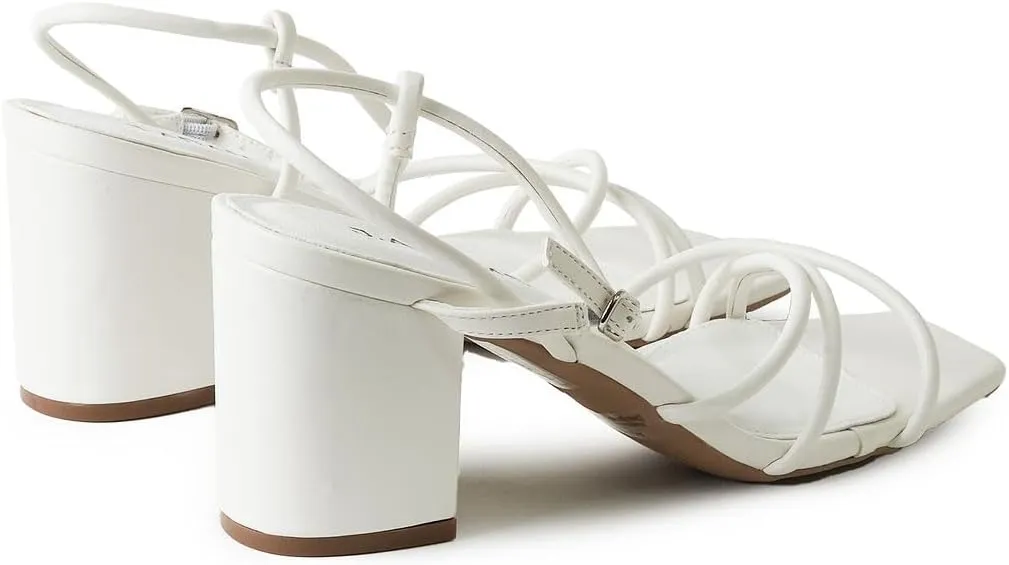 J. Adams Camila Sandals for Women - Square Open Toe Strappy Mid Block Heels