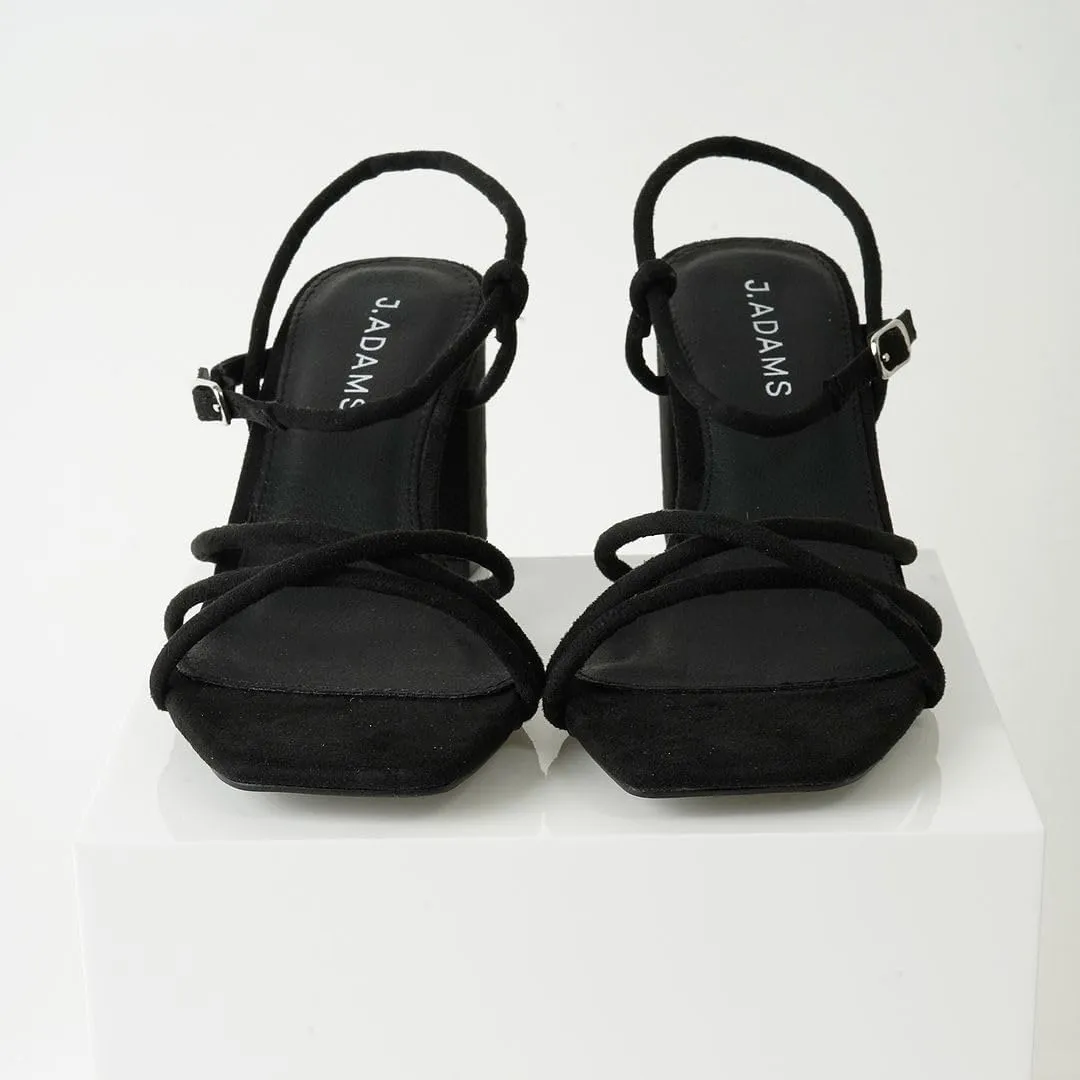J. Adams Camila Sandals for Women - Square Open Toe Strappy Mid Block Heels