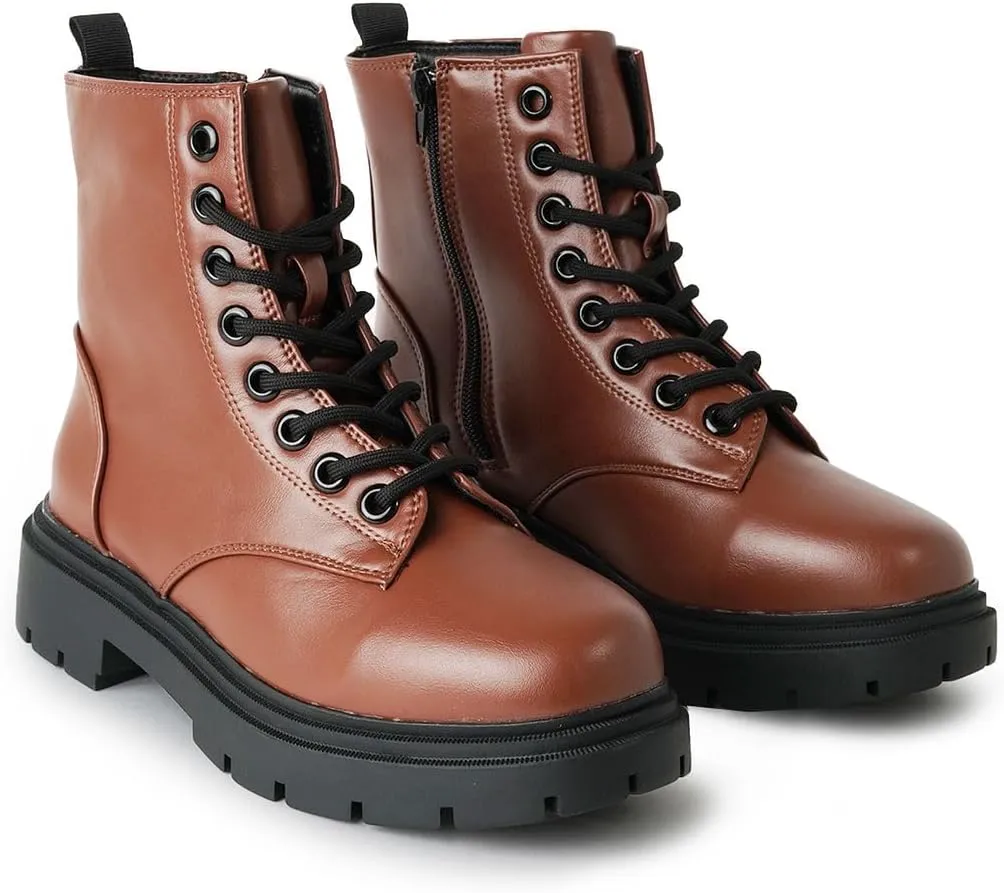 J. Adams Harley Combat Boot - Casual Outdoors Slip On Lace Up Ankle Bootie