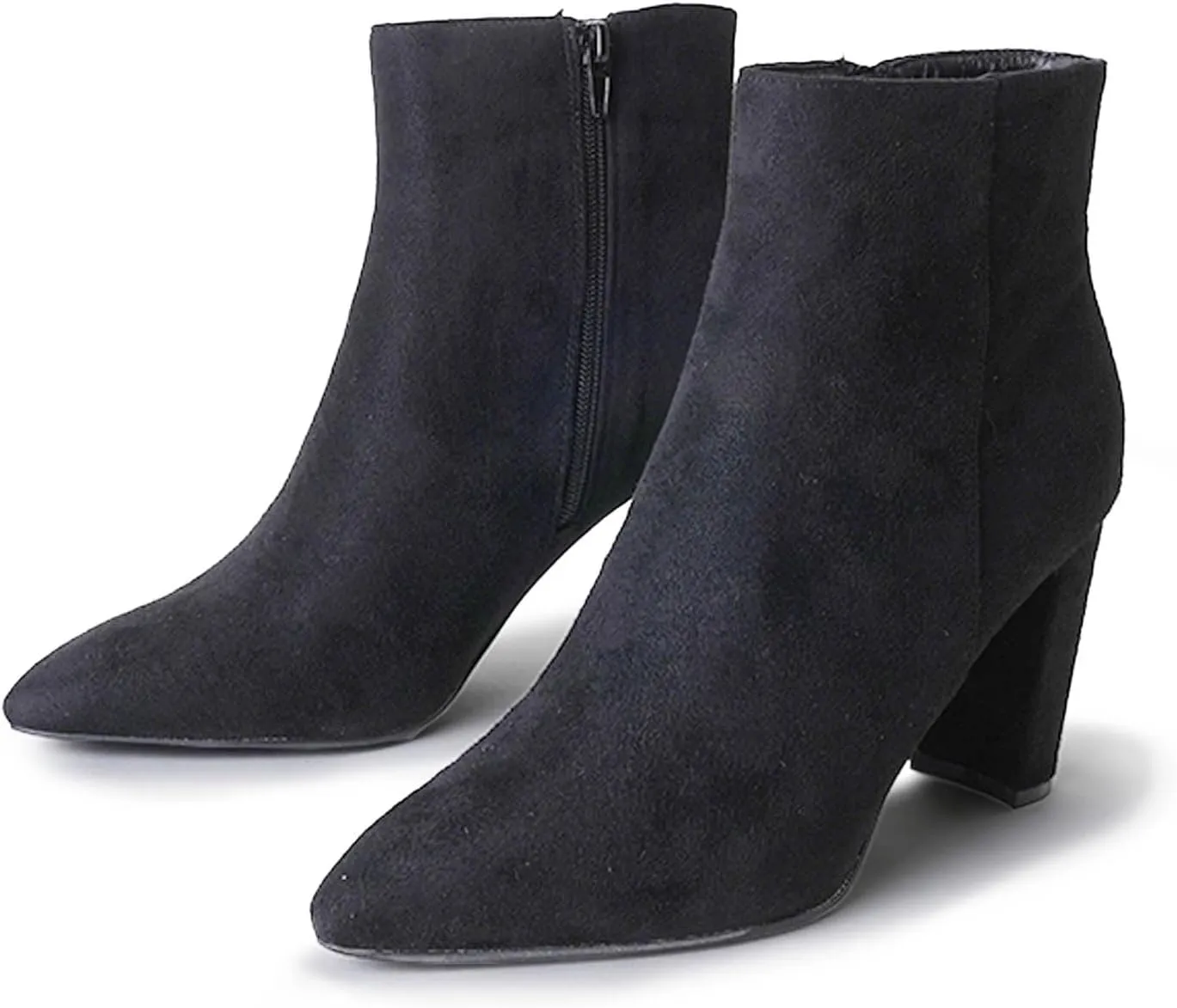 J. Adams Women's Wallice Ankle Booties - Chic Pointed Toe Block Heel Boots with Side Zipper - Comfortable and Stylish Dress Boots for Everyday Wear