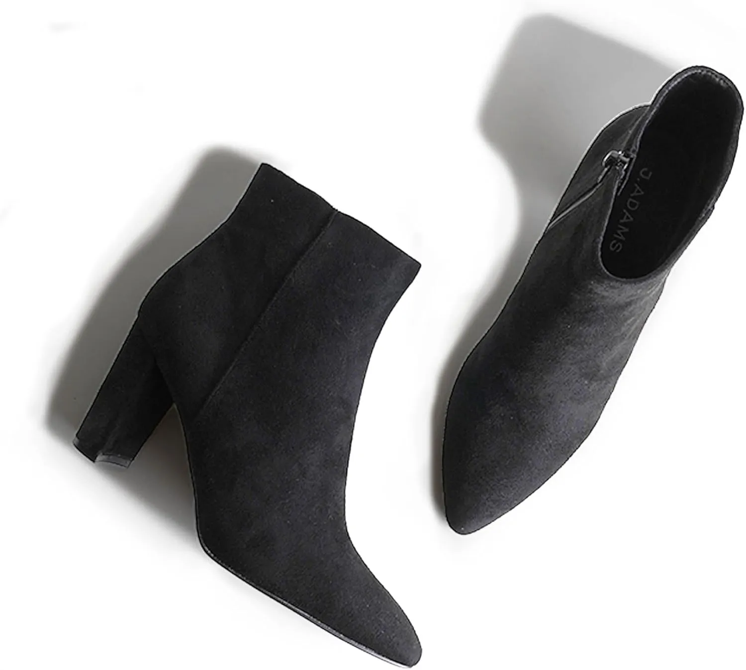 J. Adams Women's Wallice Ankle Booties - Chic Pointed Toe Block Heel Boots with Side Zipper - Comfortable and Stylish Dress Boots for Everyday Wear