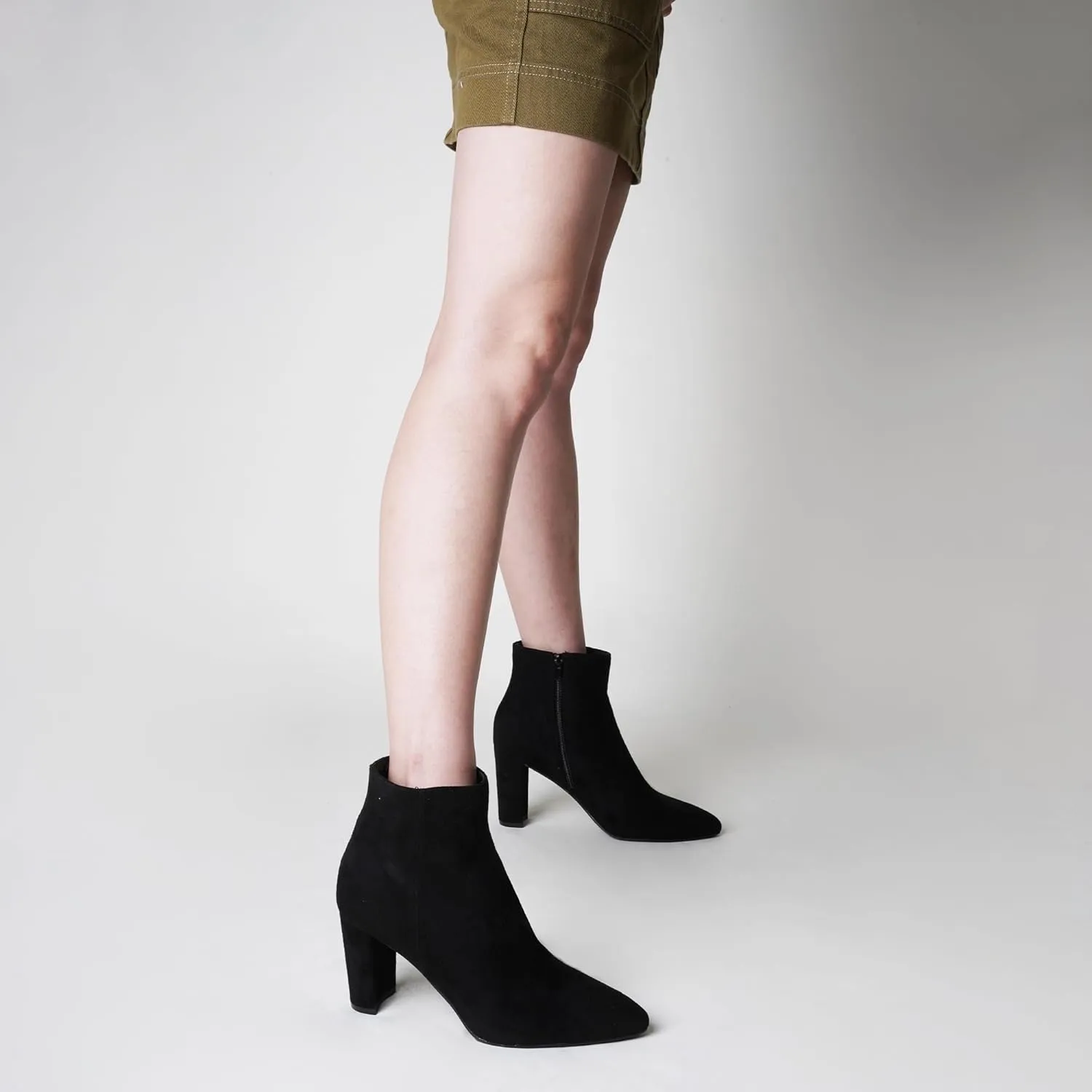 J. Adams Women's Wallice Ankle Booties - Chic Pointed Toe Block Heel Boots with Side Zipper - Comfortable and Stylish Dress Boots for Everyday Wear