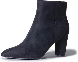 J. Adams Women's Wallice Ankle Booties - Chic Pointed Toe Block Heel Boots with Side Zipper - Comfortable and Stylish Dress Boots for Everyday Wear