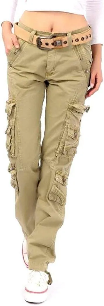 Jack David Women's Cargo Pants Casual Cargo Hiking Camping Tactical Pants Military Army Combat Trousers 8 Pockets