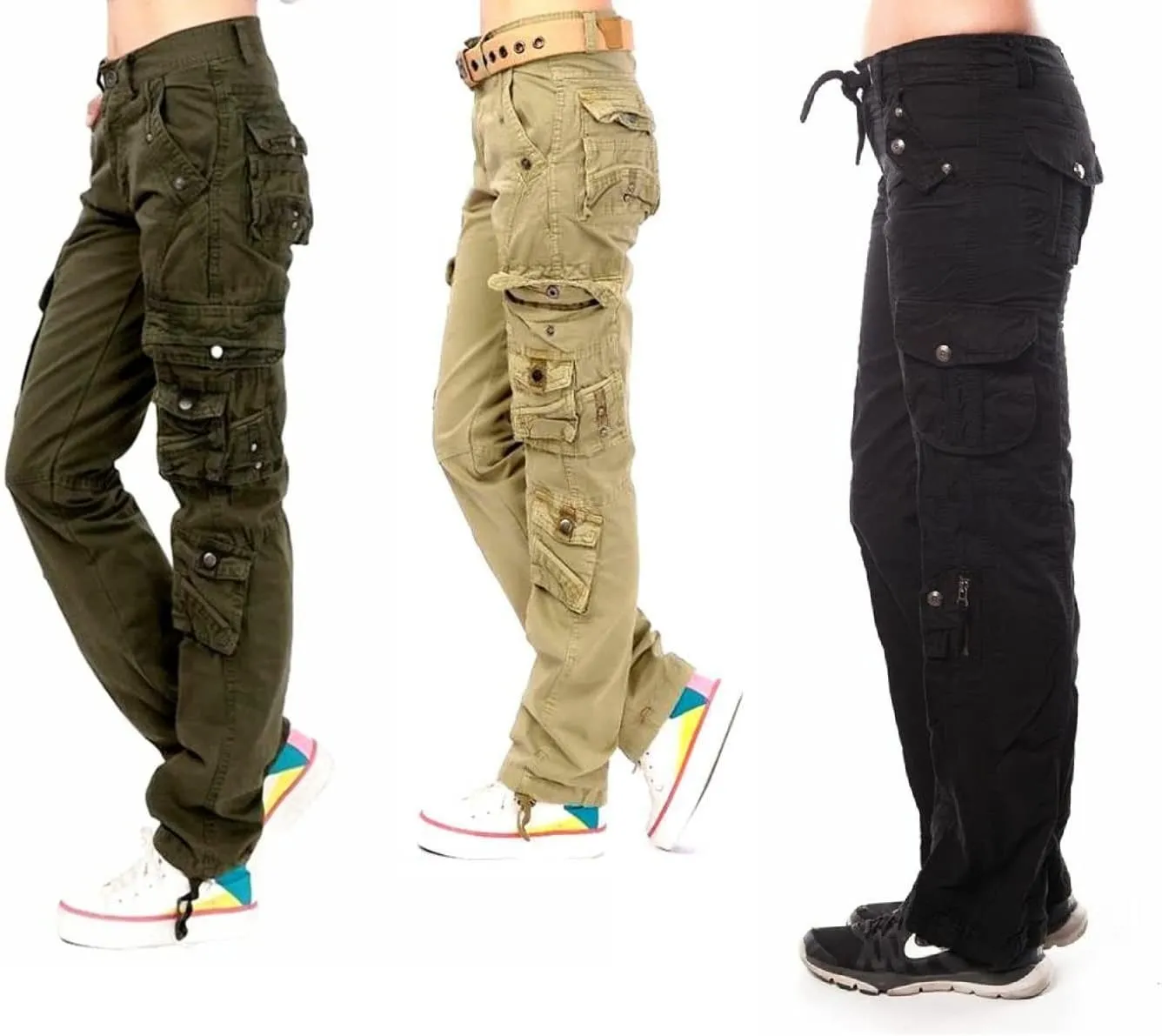 Jack David Women's Cargo Pants Casual Cargo Hiking Camping Tactical Pants Military Army Combat Trousers 8 Pockets