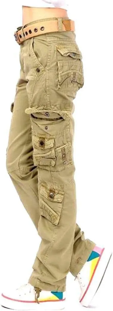 Jack David Women's Cargo Pants Casual Cargo Hiking Camping Tactical Pants Military Army Combat Trousers 8 Pockets