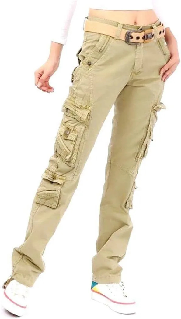 Jack David Women's Cargo Pants Casual Cargo Hiking Camping Tactical Pants Military Army Combat Trousers 8 Pockets